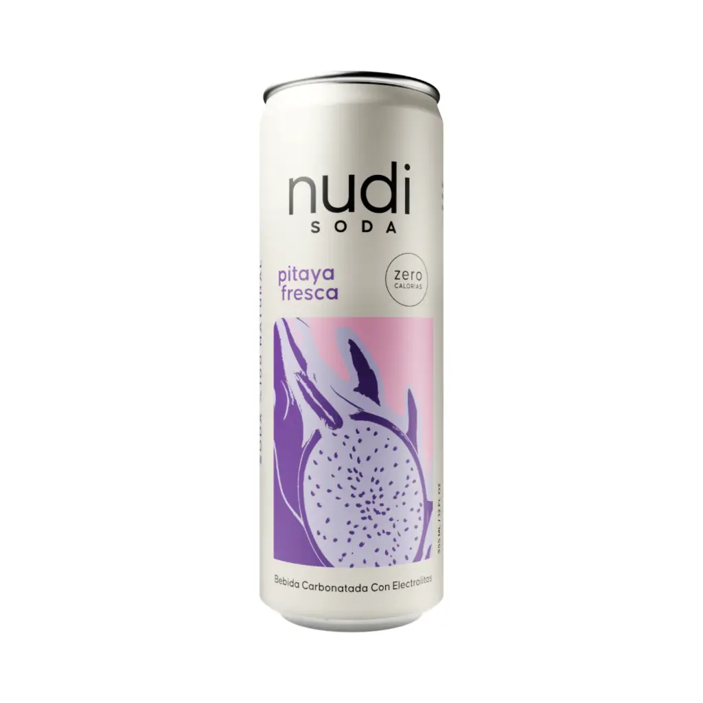 Soda de pitaya fresca 355ml NUDI SODA