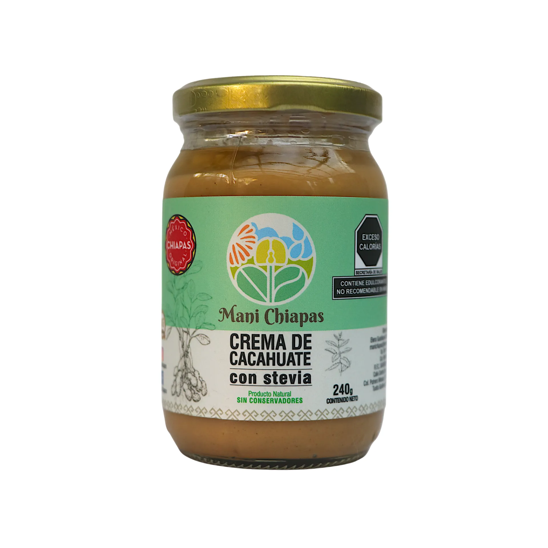 Crema de cacahuate con stevia 240gr MANÍ CHIAPAS
