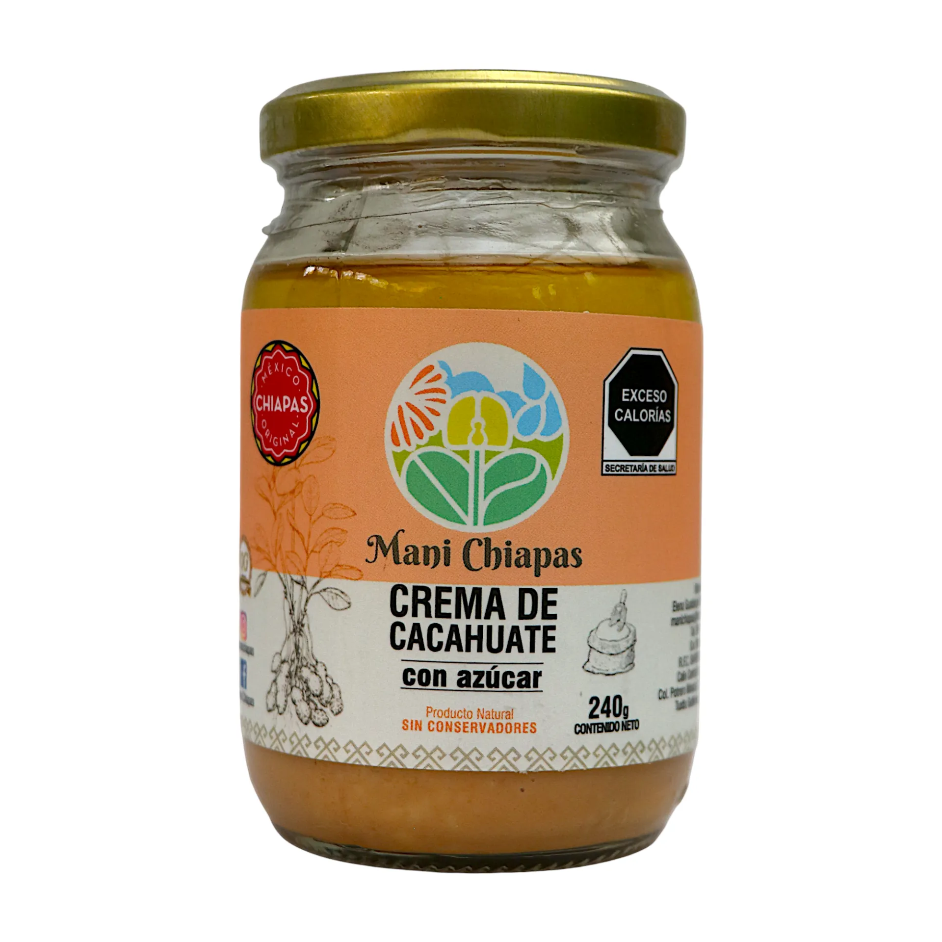 Crema de cacahuate con azúcar 240gr MANÍ CHIAPAS