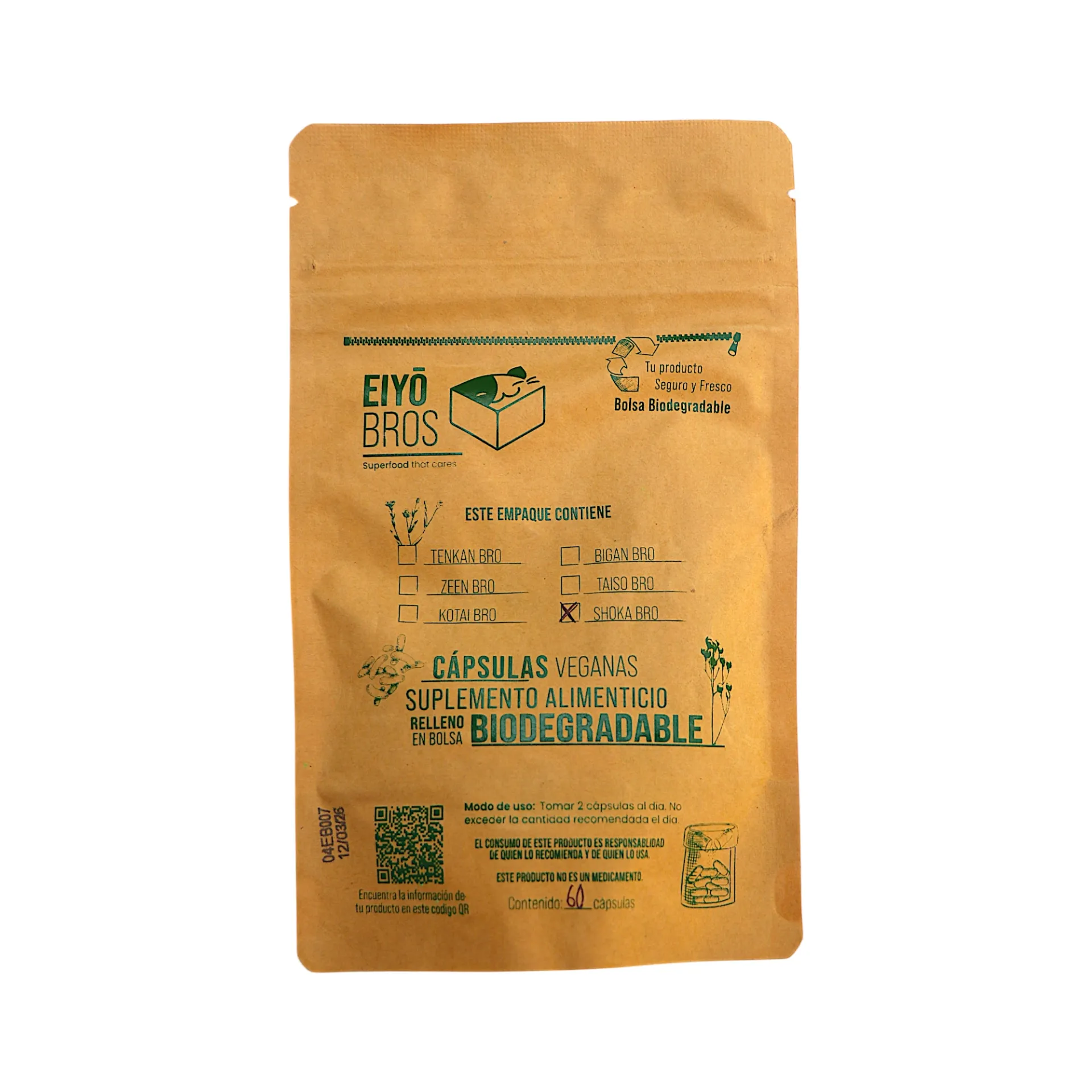 Shoka Bro suplemento para el equilibrio de la flora intestinal 60 cápsulas EIYO BROS