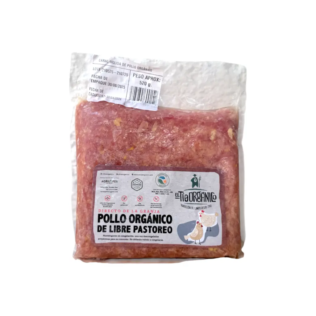 Carne molida de pollo pz EL TÍO ORGÁNICO