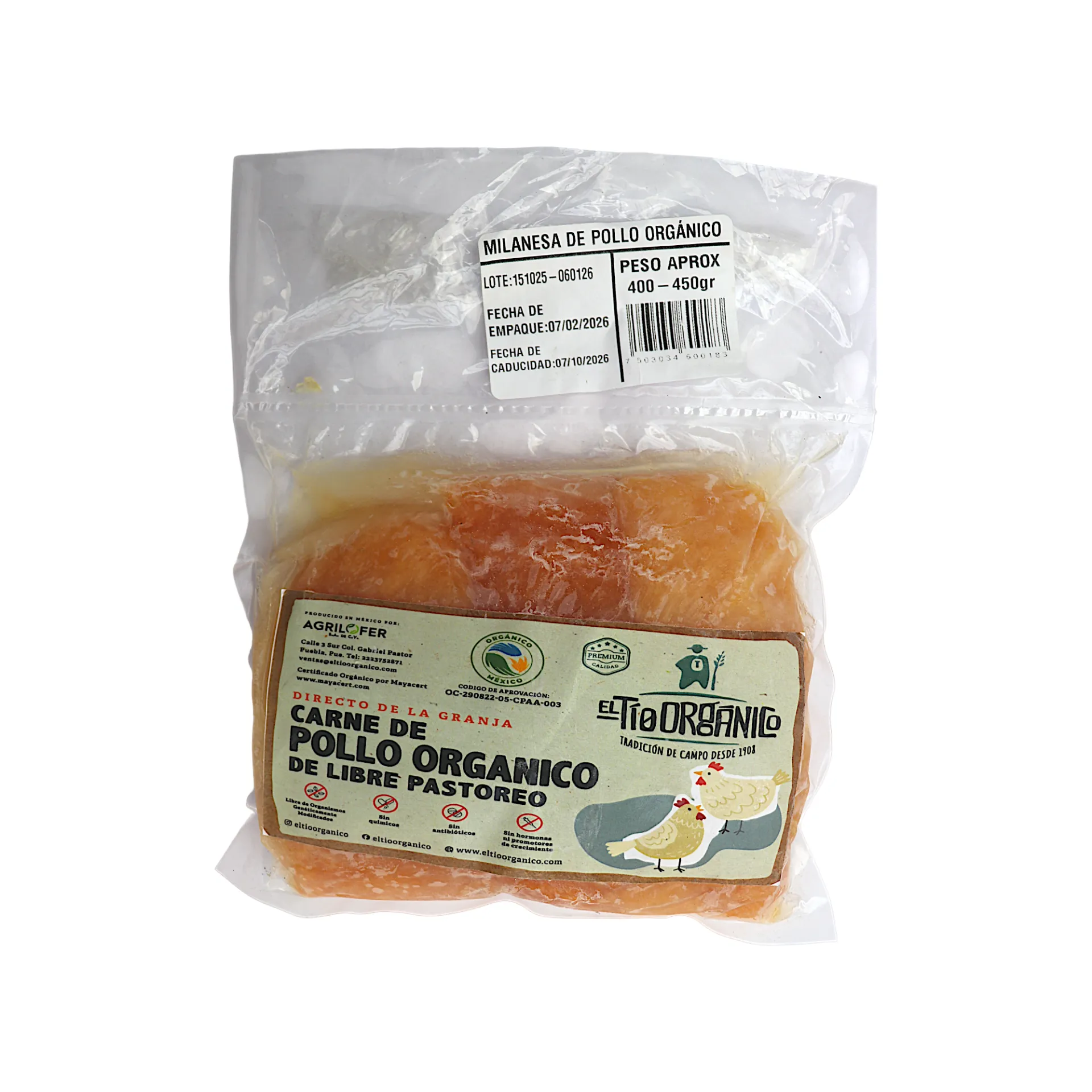 [7503034600183] Milanesa de pollo pz EL TÍO ORGÁNICO