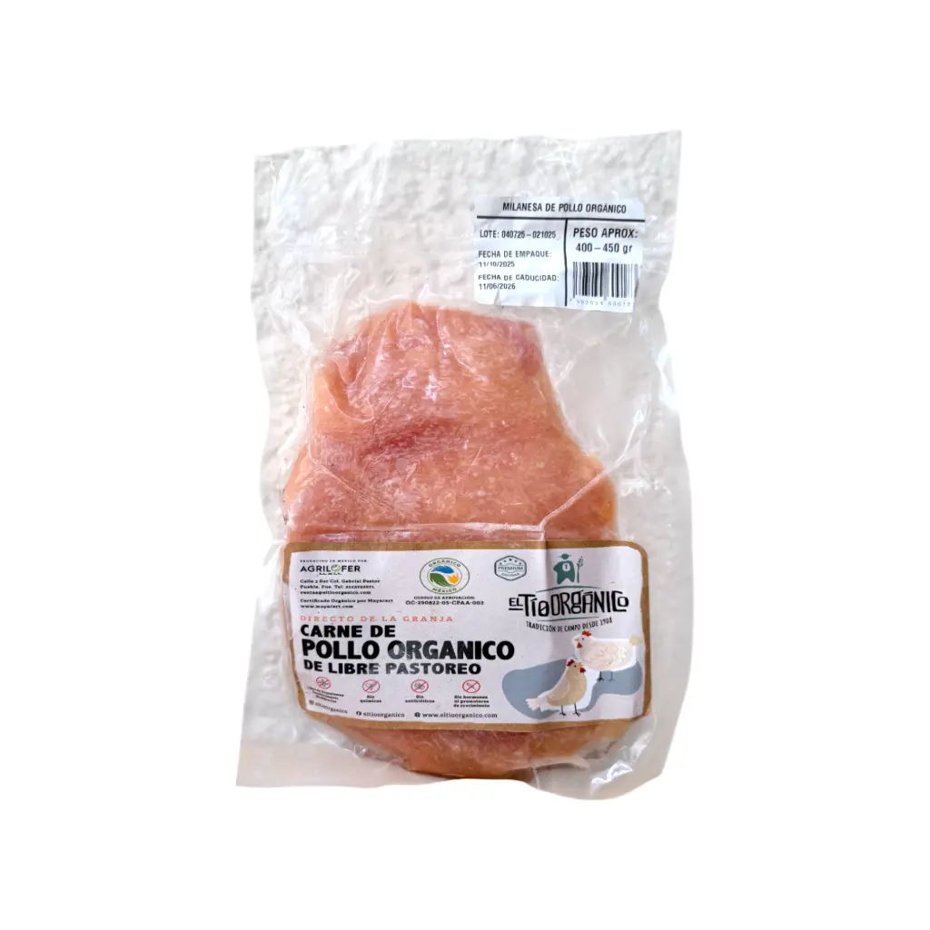 Milanesa de pollo pz EL TÍO ORGÁNICO