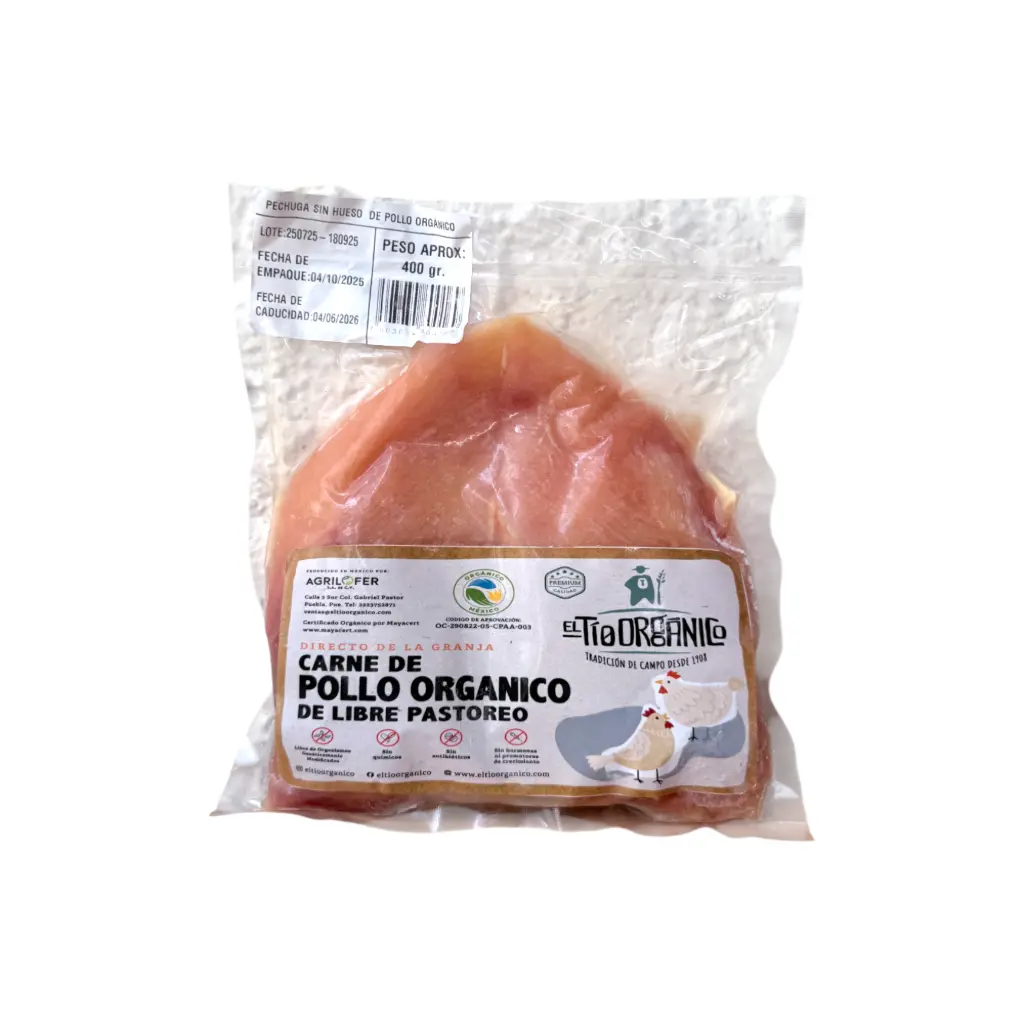 Pechuga sin hueso de pollo pz EL TÍO ORGÁNICO