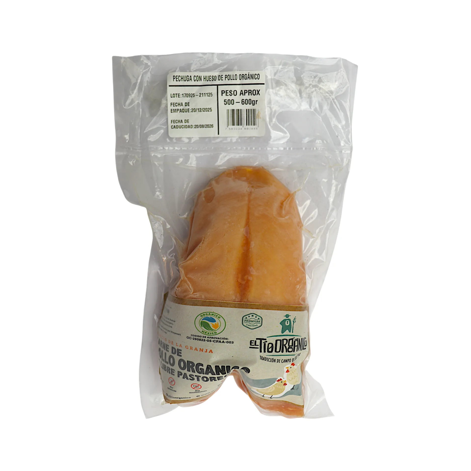 [7503034600046] Pechuga con hueso de pollo pz EL TÍO ORGÁNICO