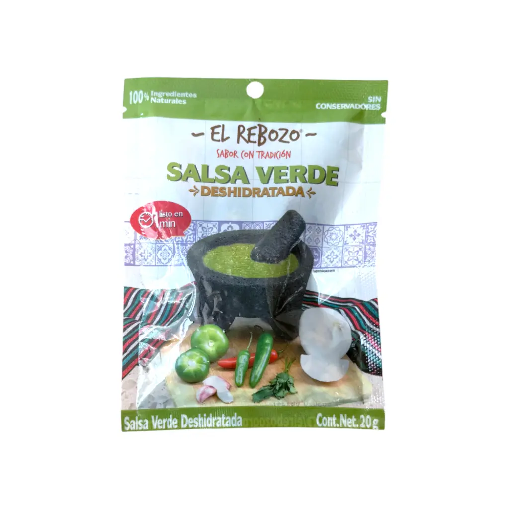 [7503020081347] Salsa verde deshidratada 20gr EL REBOZO