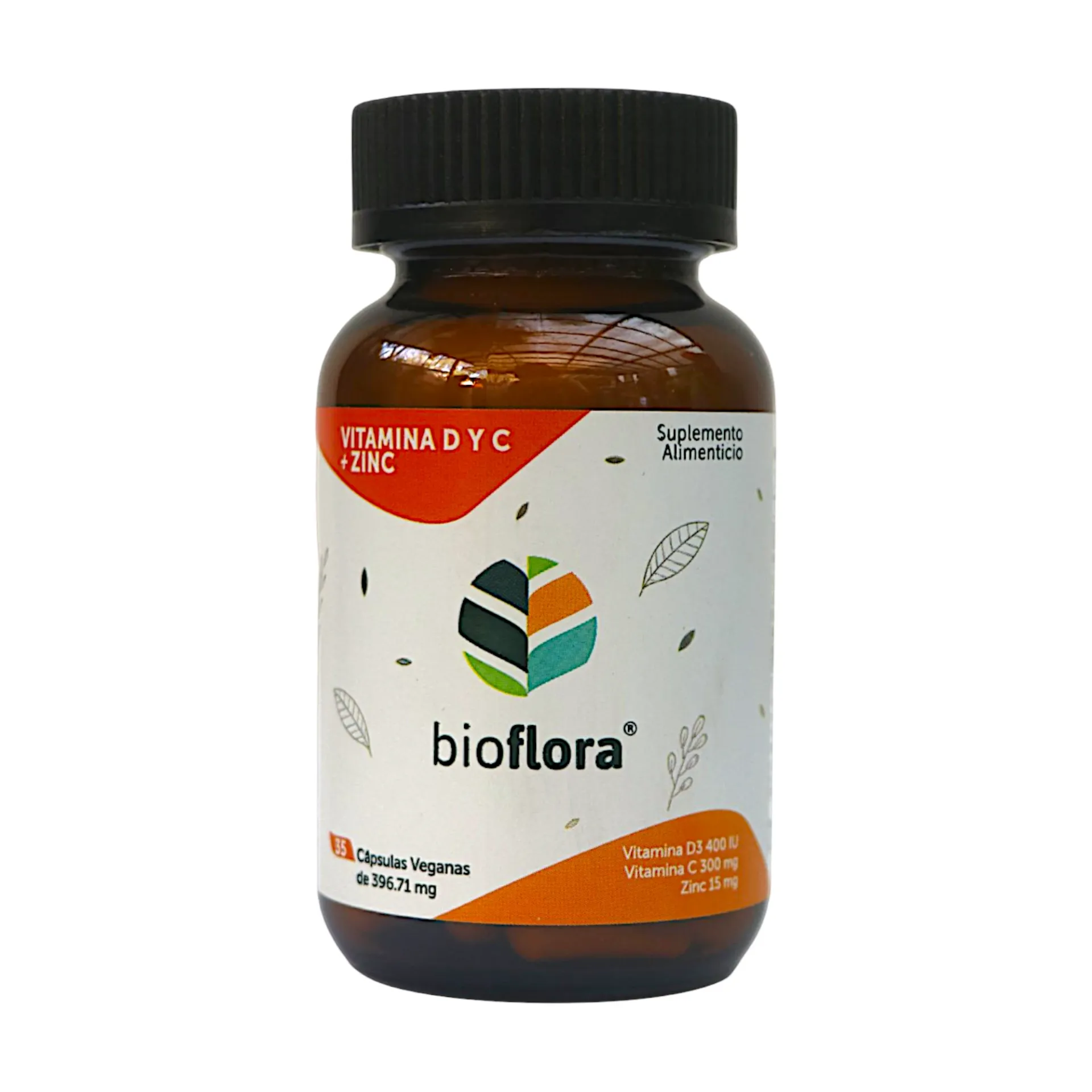 Suplemento alimenticio de vitamina D+C+Zinc con 35 cápsulas BIOFLORA
