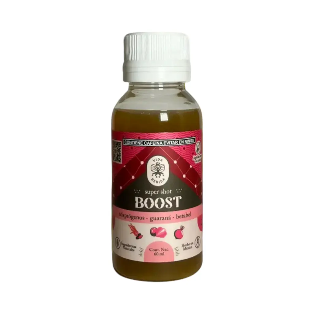 Shot de energía Boost con adaptógenos, guaraná y betabel 60ml VIDA BEBIDA