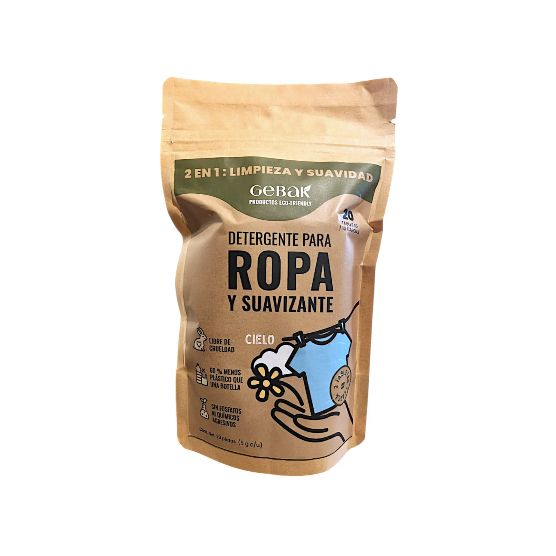 Detergente y suavizante para ropa 20pz GEBAK