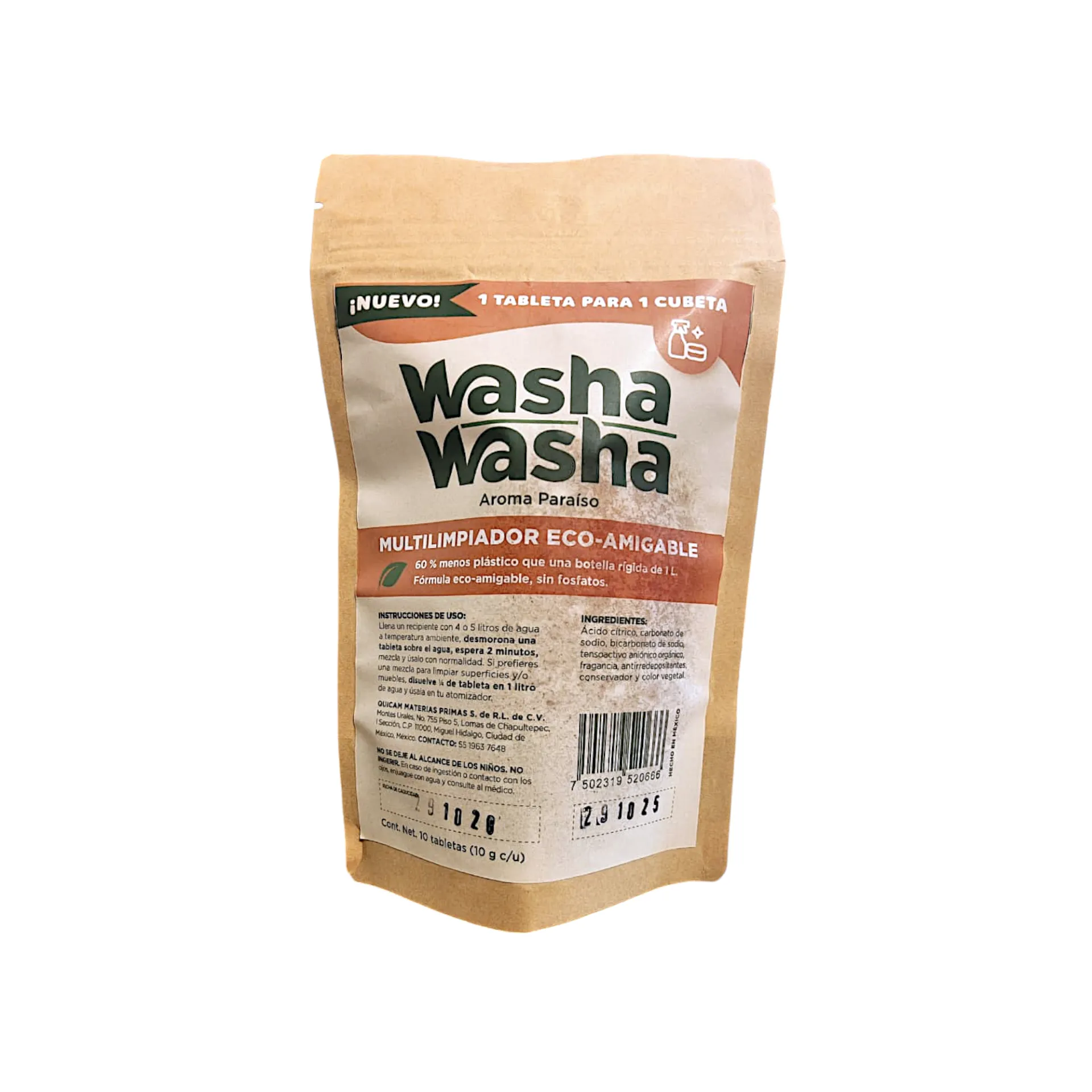 [7502319520666] Limpiador multiusos aroma Paraíso 10pz WASHA WASHA