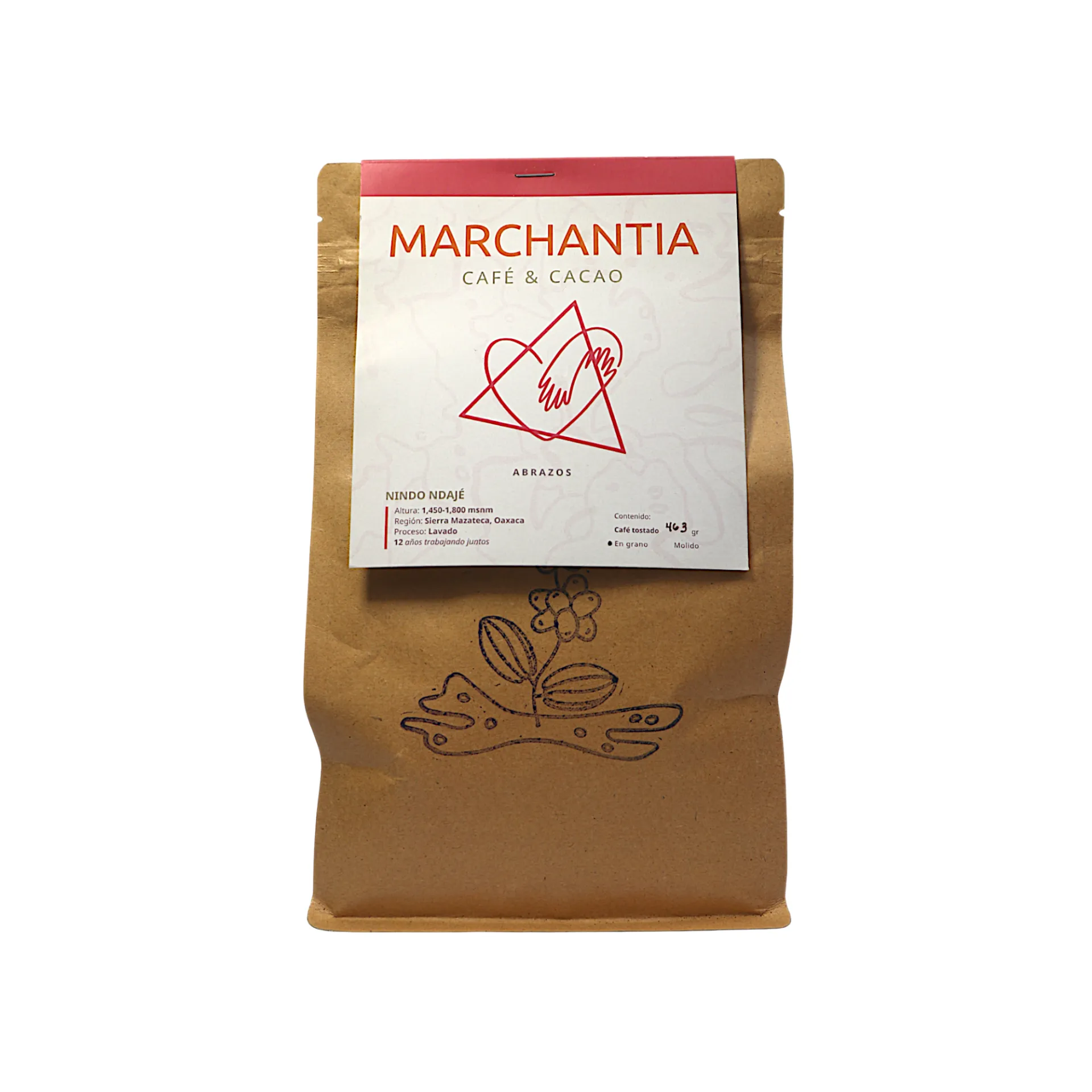 Café de especialidad tostado en grano 463gr ABRAZOS