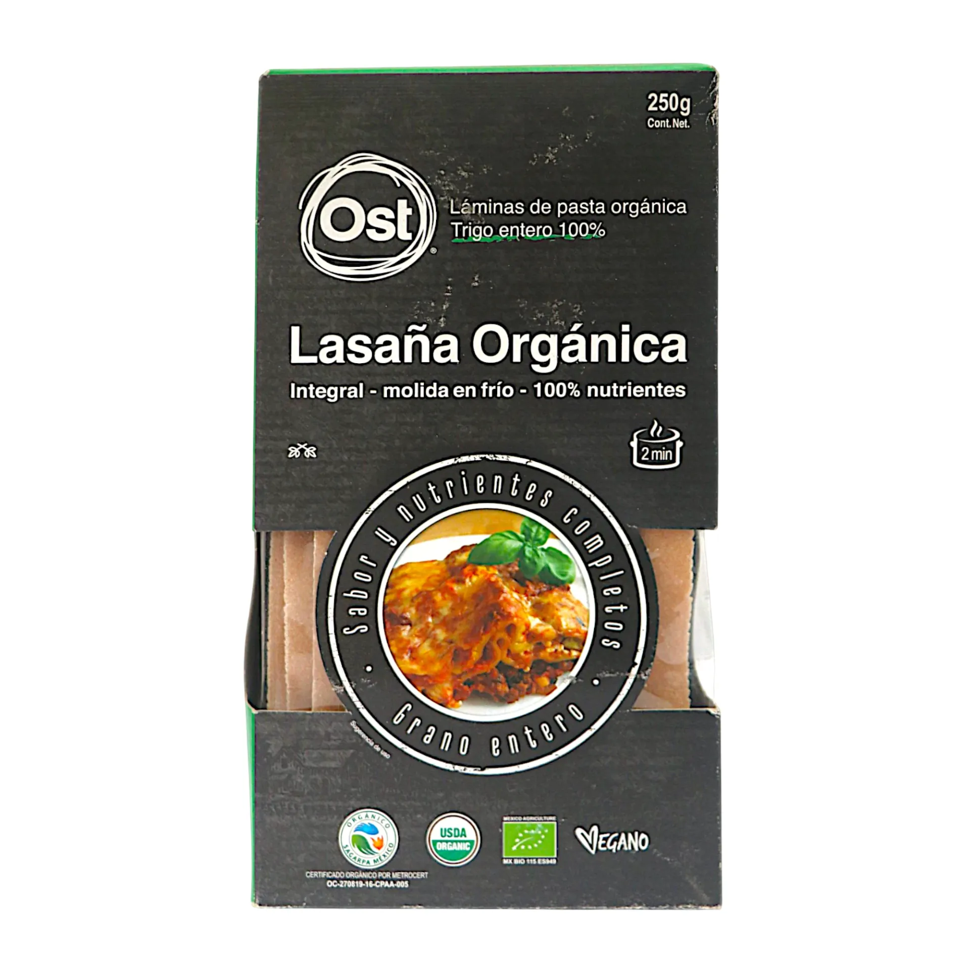 Pasta para lasaña integral orgánica 250gr OST GOURMET