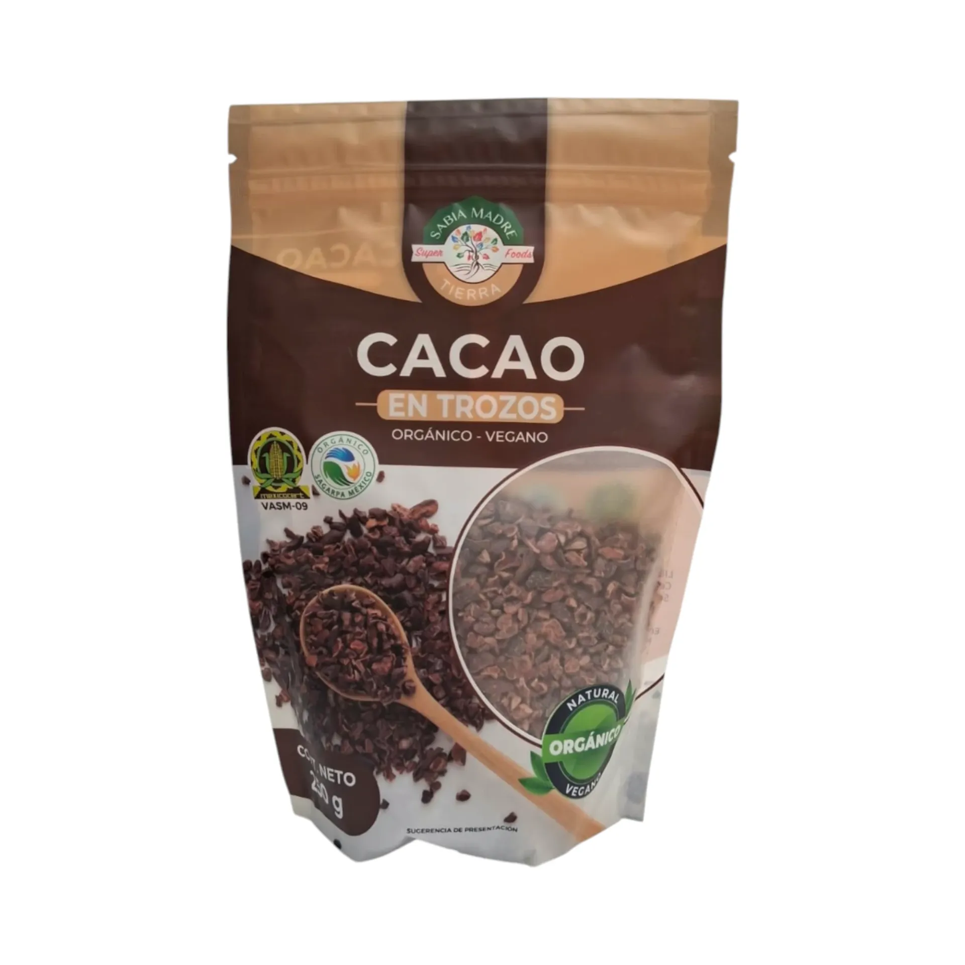 Cacao en trozos 250gr SABIA MADRE TIERRA