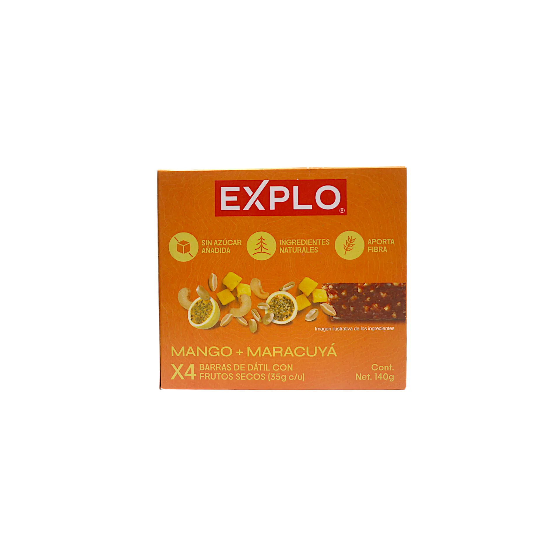 Barra de dátil con frutos secos mango + maracuyá 140gr EXPLO ENERGÍA