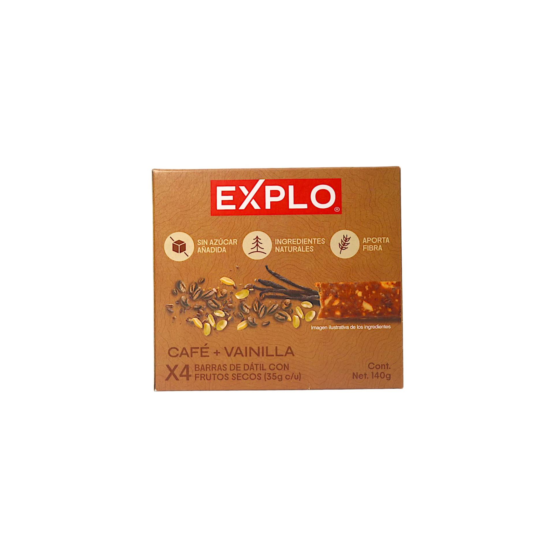 Barra de dátil con frutos secos café + vainilla 140gr EXPLO ENERGÍA