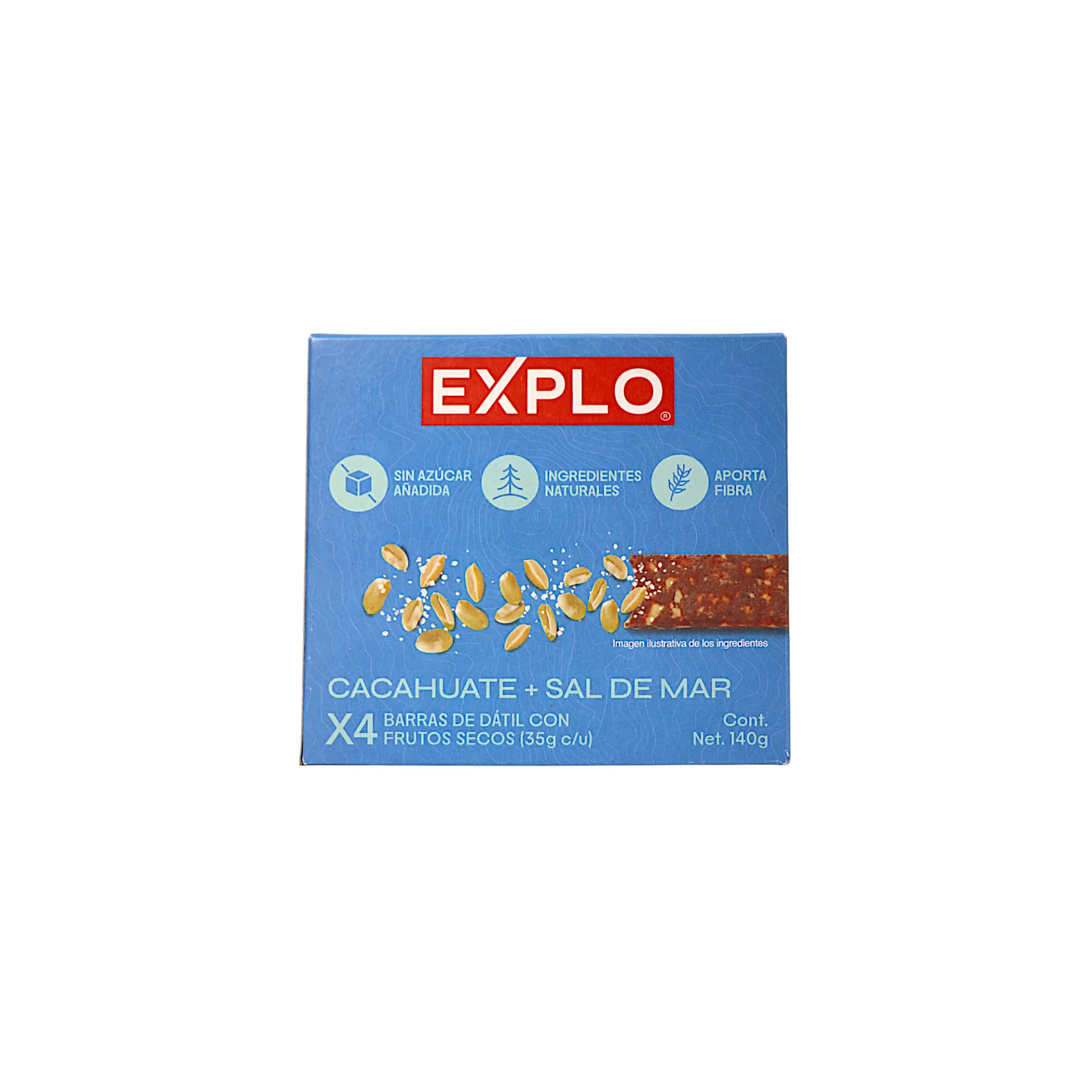 [7500465384316] Barra de dátil con frutos secos cacahuate + sal de mar 140gr EXPLO ENERGÍA