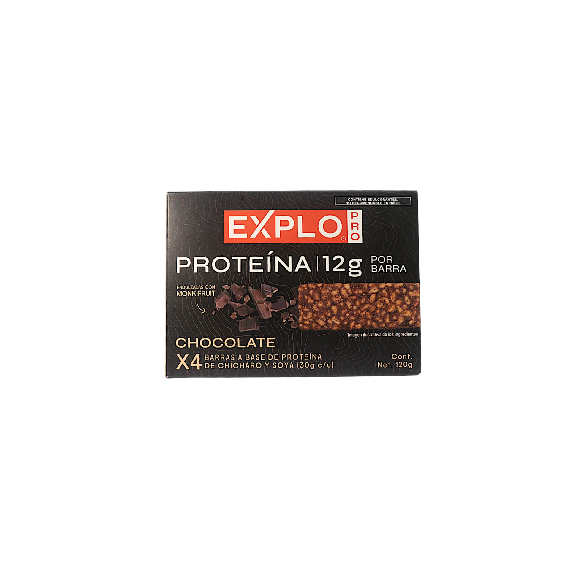 Barra a base de proteína de chícharo y soya sabor chocolate 120gr EXPLO PRO