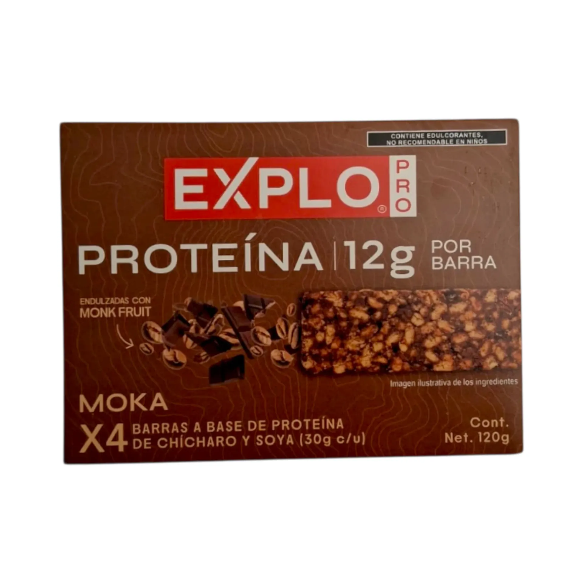 Barra a base de proteína de chícharo y soya sabor moka 120gr EXPLO PRO