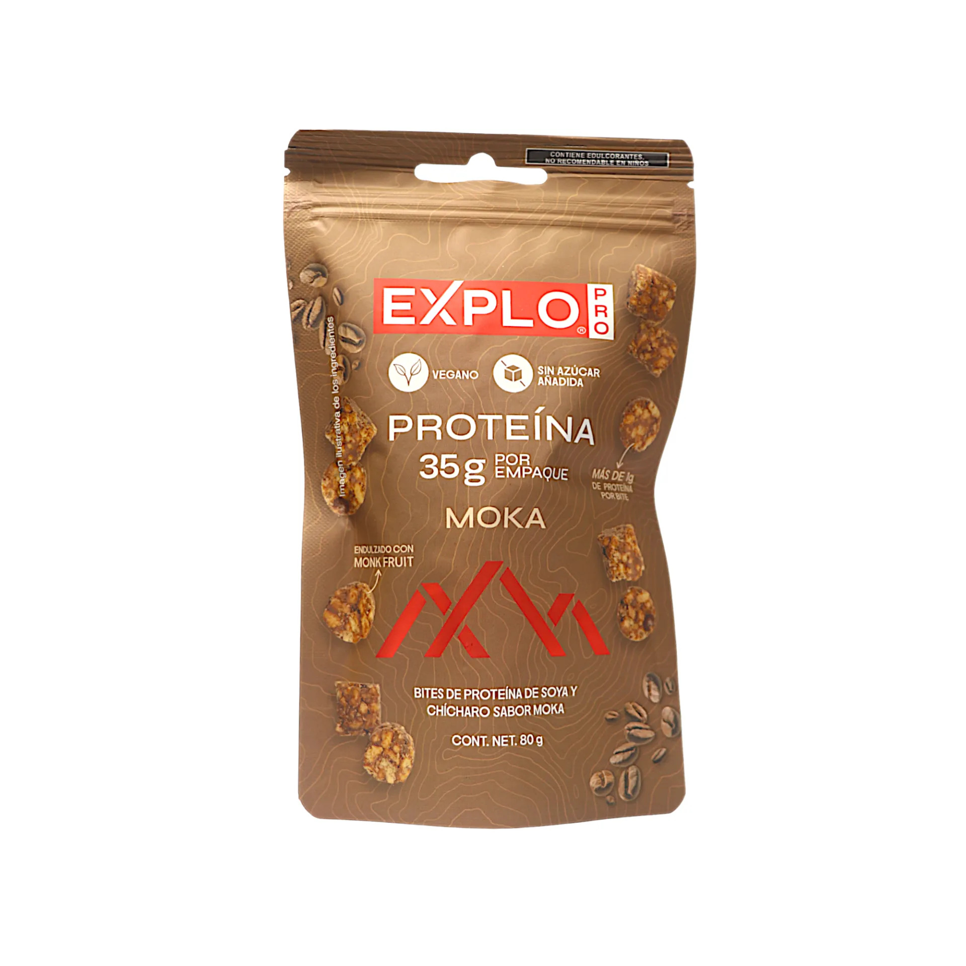 [7503055404050] Bites de proteína de chícharo y soya sabor moka 80gr EXPLO PRO