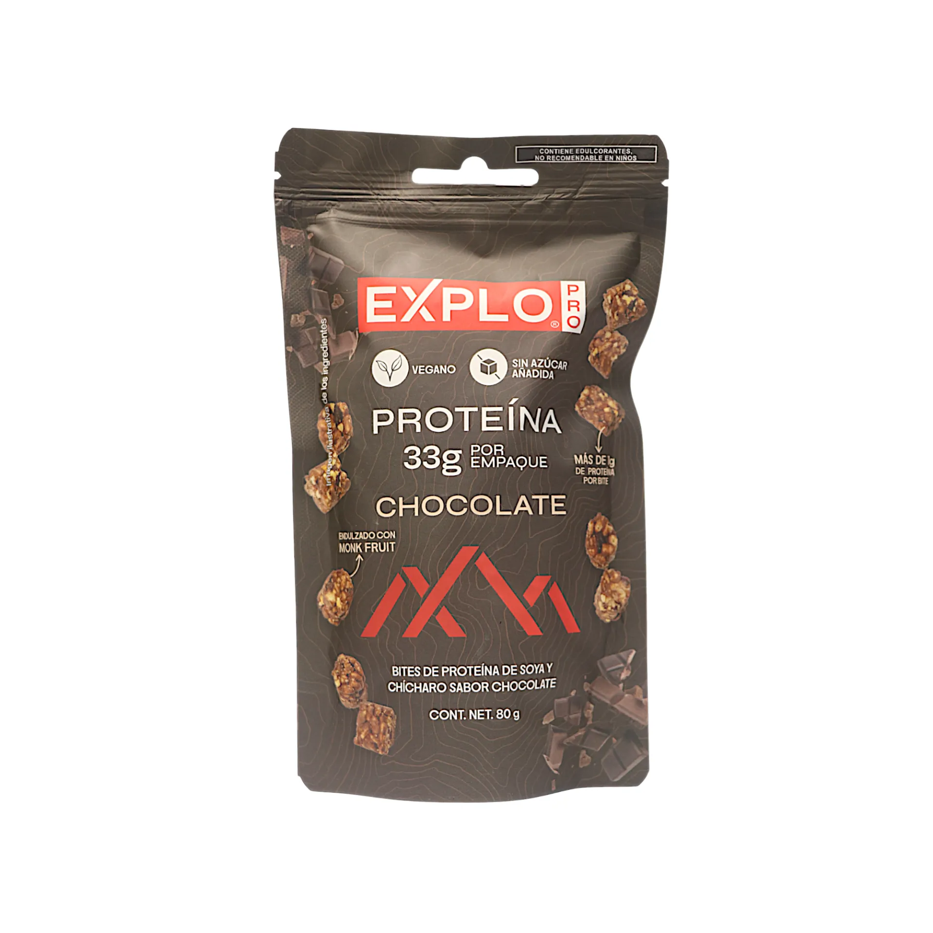 [7503055404043] Bites de proteína de chícharo y soya sabor chocolate 80gr EXPLO PRO