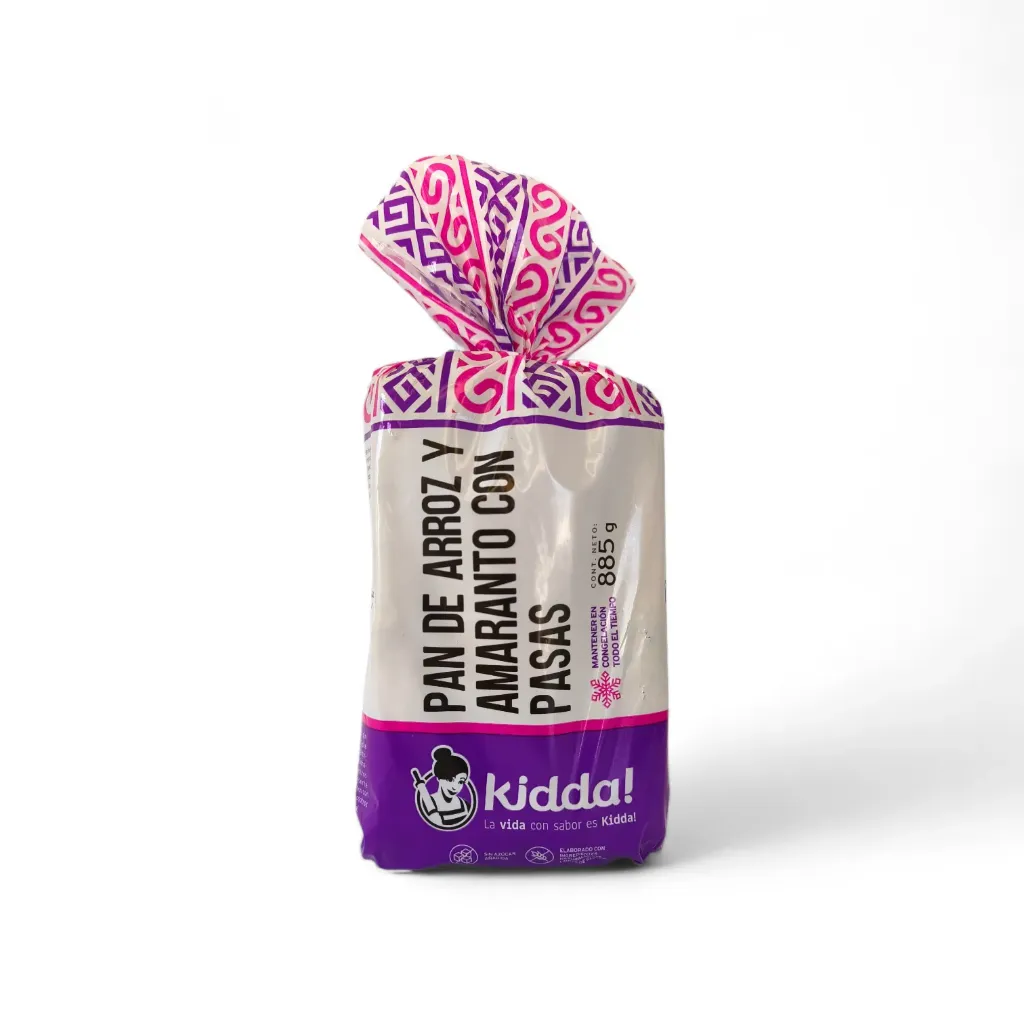 Pan de arroz y amaranto con pasas 885gr KIDDA!