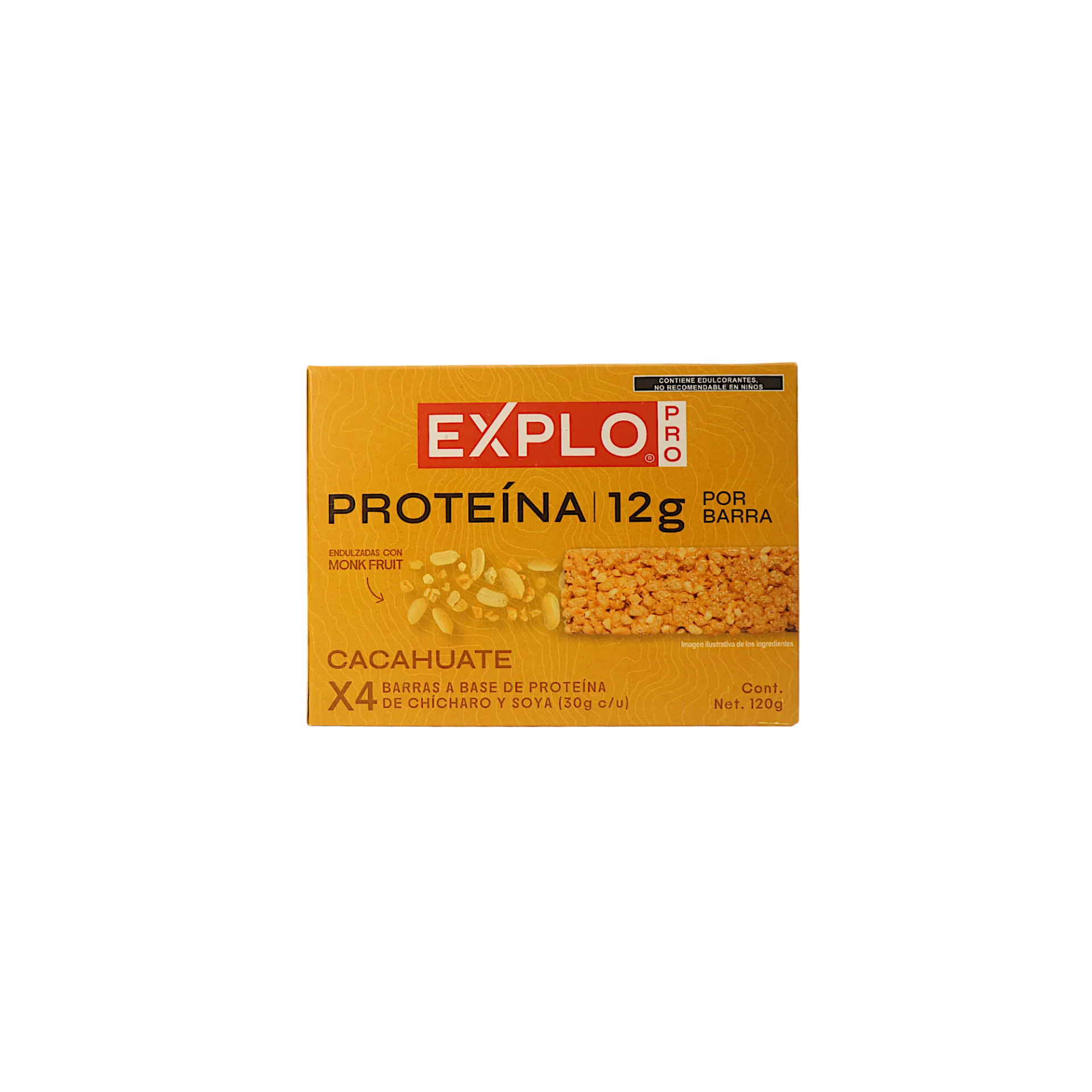 [7503055404258] Barra a base de proteína de chícharo y soya sabor cacahuate 120gr EXPLO PRO