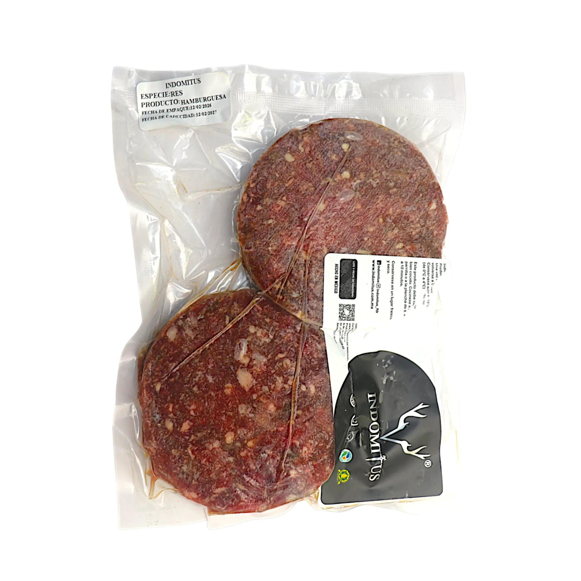 Hamburguesa de res 4pz INDOMITUS