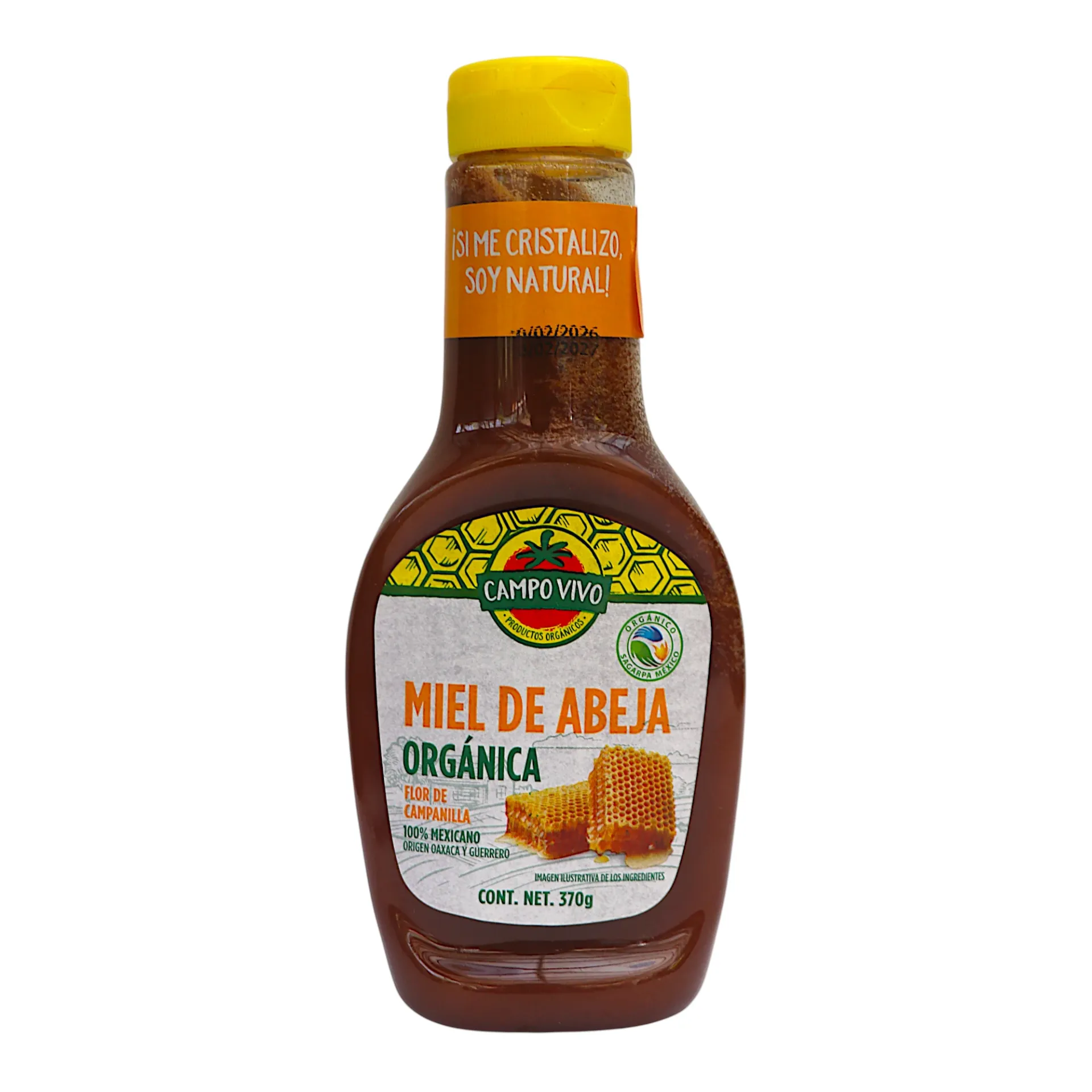 [7502236171378] Miel de abeja orgánica flor de campanilla 370gr CAMPO VIVO