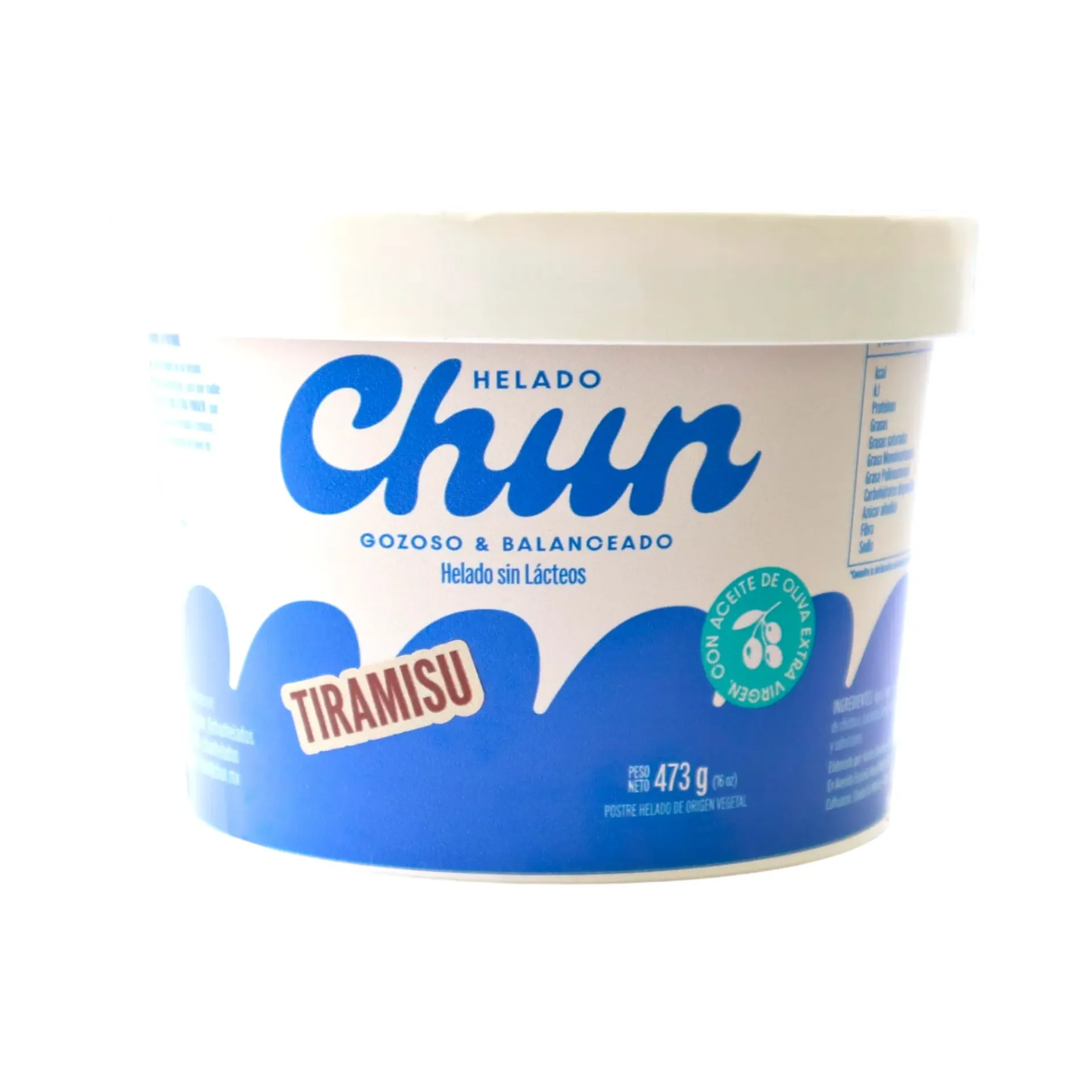Helado de tiramisú sin lácteos con aceite de oliva extra virgen 473ml CHUN