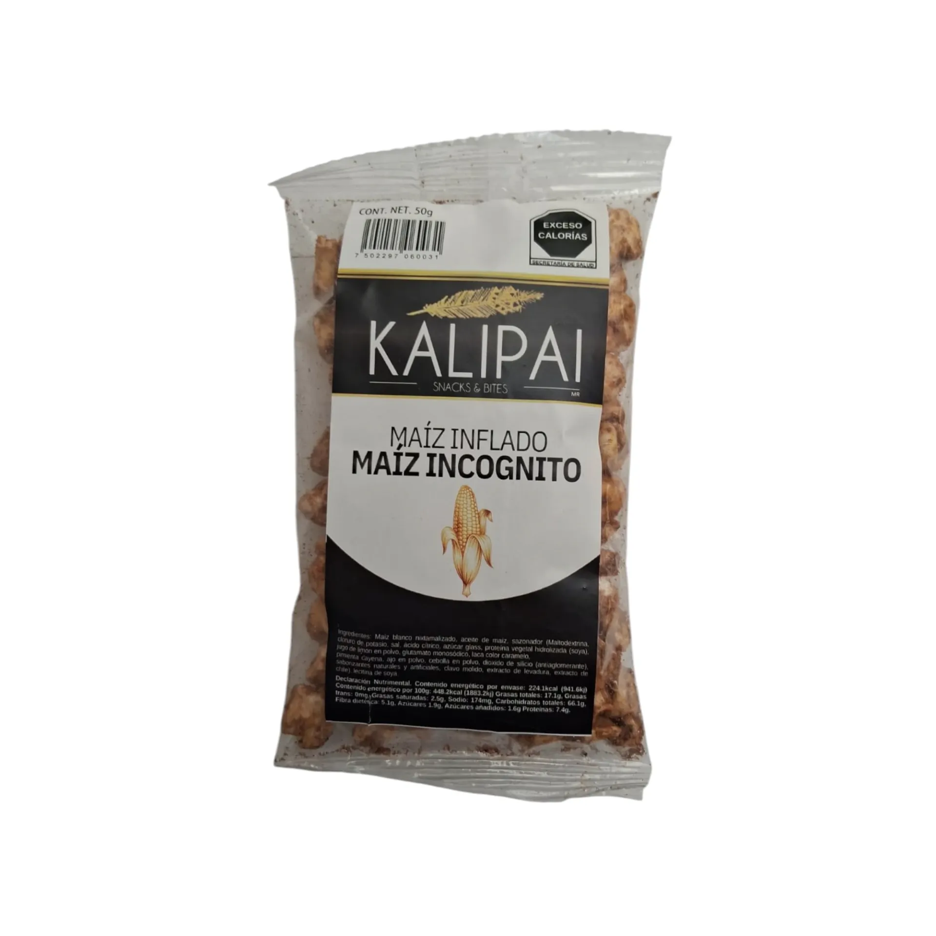 [7502297060031] Maíz inflado negro incógnito 50gr KALIPAI