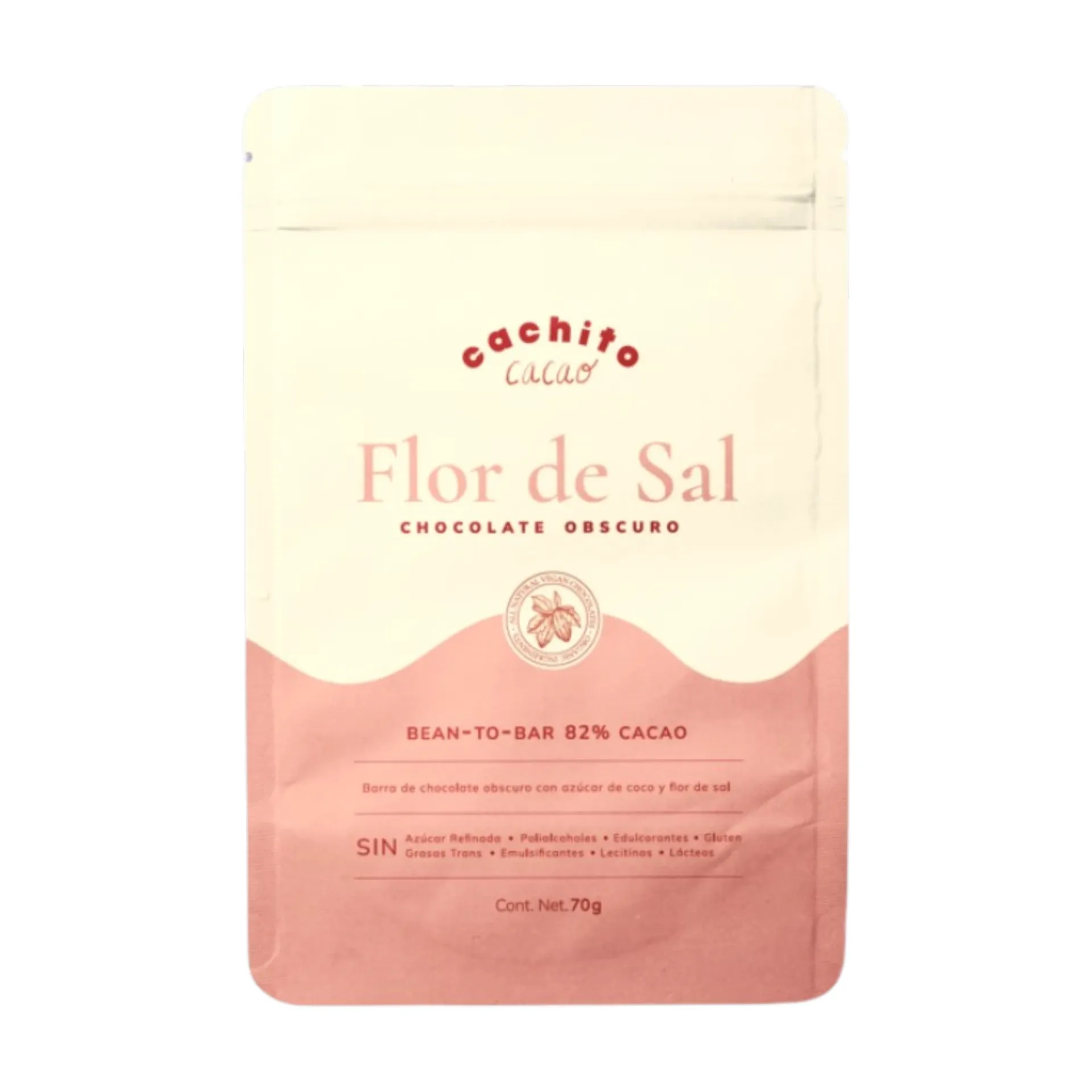 [7500465237704] Barra de cacao al 82% con flor de sal 70gr CACHITO CACAO