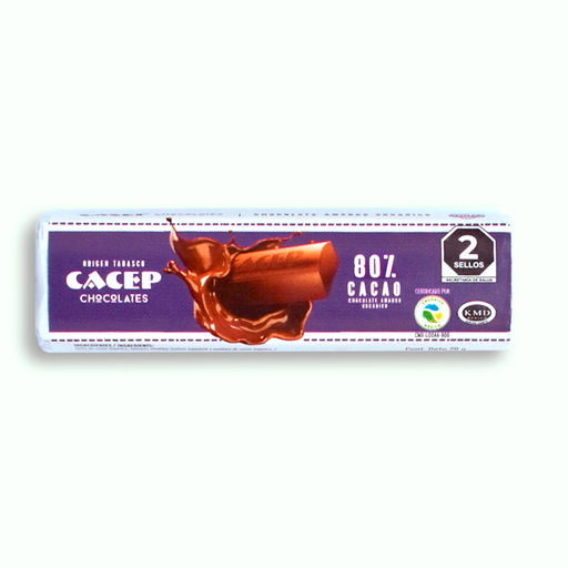 [674896002099] Chocolate amargo 80% cacao 20gr CACEP 