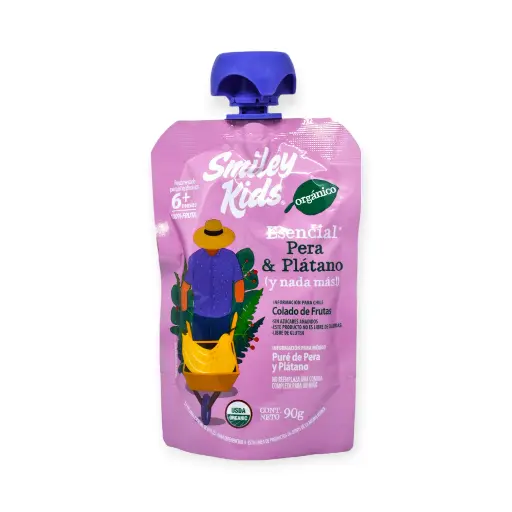 [7804650970293] Papilla orgánica de pera y plátano 90gr SMILEY KIDS