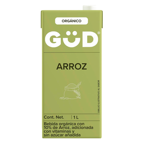 [7501639308374, leche vegetal, leche vegana] Bebida de arroz sin azúcar 1L GUD