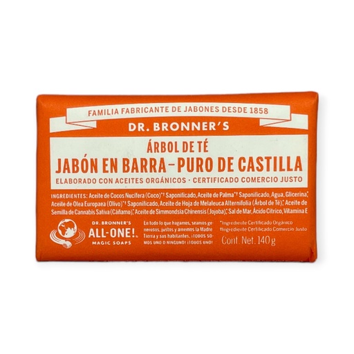 [018787506073] Jabón en barra con árbol de té 140gr DR. BRONNERS