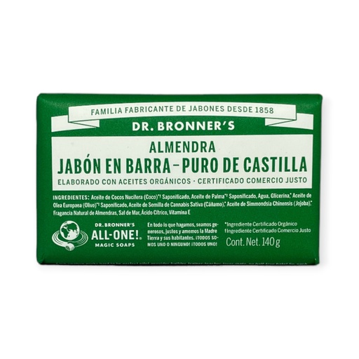 [018787506004] Jabón en barra con almendra 140gr DR. BRONNERS
