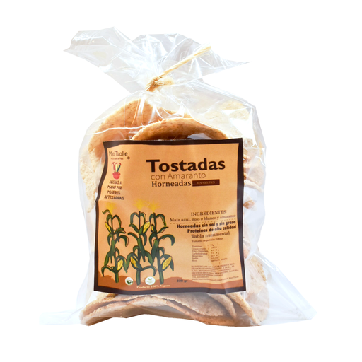 Tostadas de amaranto y maíz blanco MATI TLAOLLE