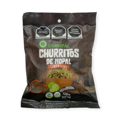 [7503025477107] Churritos de nopal orgánicos con sal y limón 100gr OMNIPAL