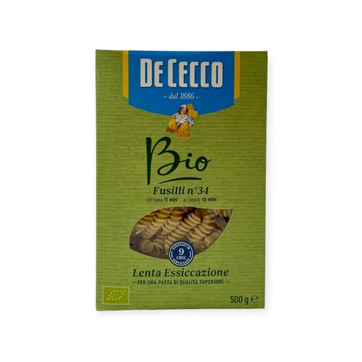 [8001250060341] Pasta bio fusilli de sémola 500gr DE CECCO