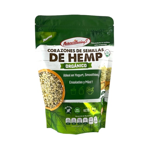 [7503012295462] Corazones de semillas de hemp orgánicos 400gr NATURE´S BLESSINGS