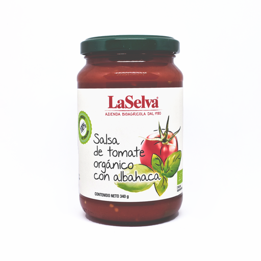 [110120] Salsa de tomate con albahaca orgánica 340gr LA SELVA 