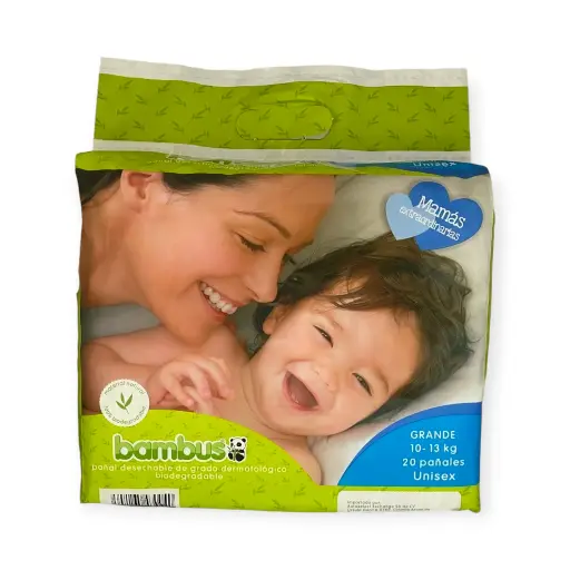 [7502265430040] Pañales para bebé grandes desechables biodegradables BAMBUS