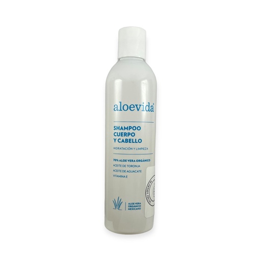 [7503001195193] Shampoo para cuerpo y cabello con 70% de aloe vera 280ml ALOE VIDA