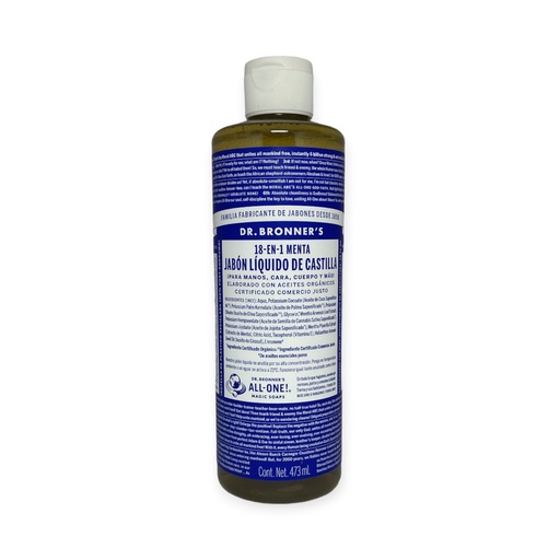 [018787505854] Jabón líquido de Castilla con menta 16oz DR. BRONNERS