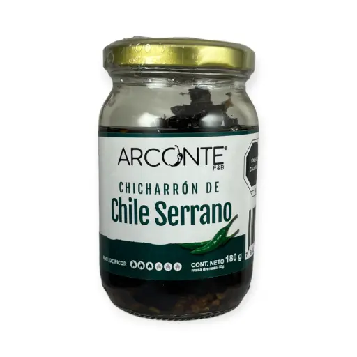 [7503033505250] Salsa chicharrón de chile serrano 180gr ARCONTE
