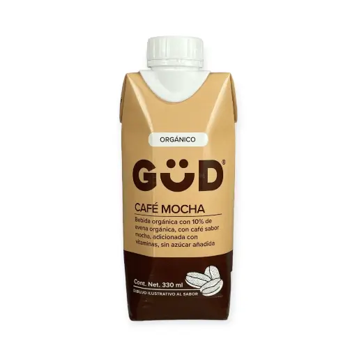 [7501639312760, leche vegetal, leche vegana] Bebida con avena y café sabor mocha sin azúcar 330ml GUD