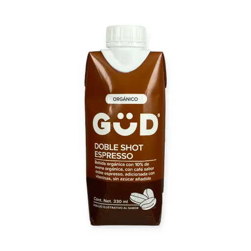 [7501639312777, leche vegetal, leche vegana] Bebida con avena y café sabor doble shot espresso sin azúcar 330ml GUD