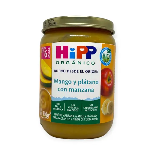 [4062300293779] Papilla orgánica de mango y plátano con manzana 190gr HIPP