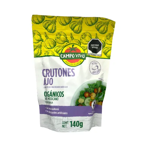 [7502236173990] Crutones con ajo 140gr CAMPO VIVO
