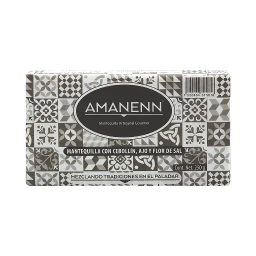 Mantequilla artesanal de cebollín, ajo y flor de sal 250gr AMANENN